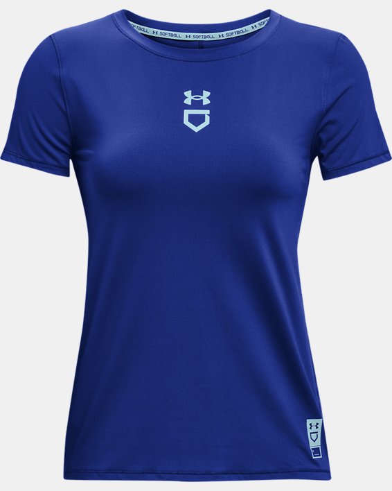 Women's UA Iso-Chill Softball Short Sleeve, Blue, pdpMainDesktop image number 4